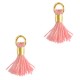 Mini Kwastje Ibiza style 0.7cm Gold-carnation pink